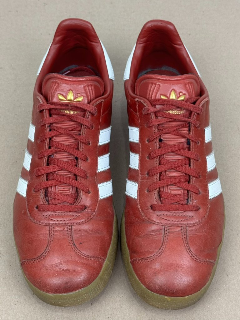 Adidas Gazelle Red Leather Gum Sole Bz0025 - Men's Size 9
